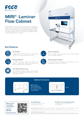 MIRI® Laminar Flow Cabinet Flyer